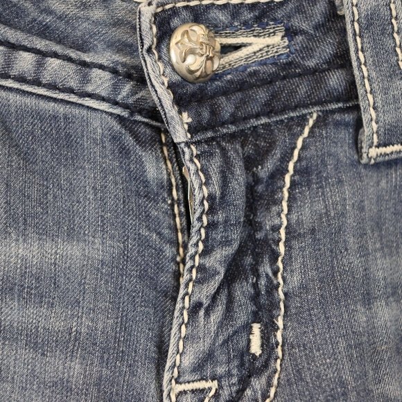 Miss Me Wide Leg Mid Rise Bling Jeans 27 JPS5148-2 MK14 Y2K Vintage Style - Picture 6 of 14